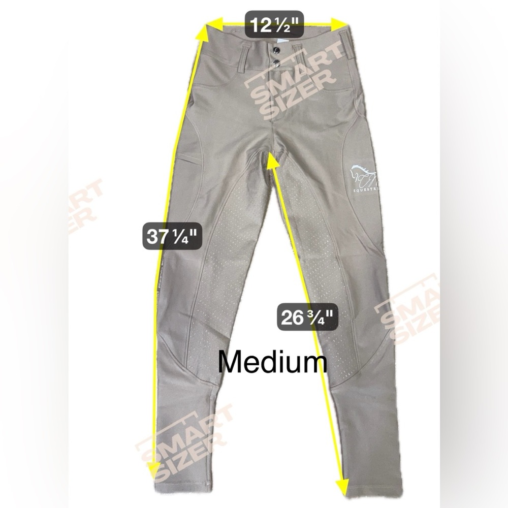 NWT Equestrian beige, button up riding breeches full bottom CM logo on pocket - Picture 13 of 17